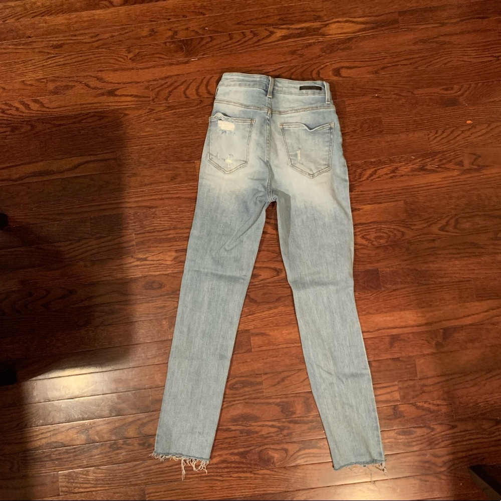 Risen Los Angeles high-rise destructed light wash skinny jeans 25 0